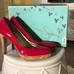 Jessica Simpson red Patent w/ cork heel pump